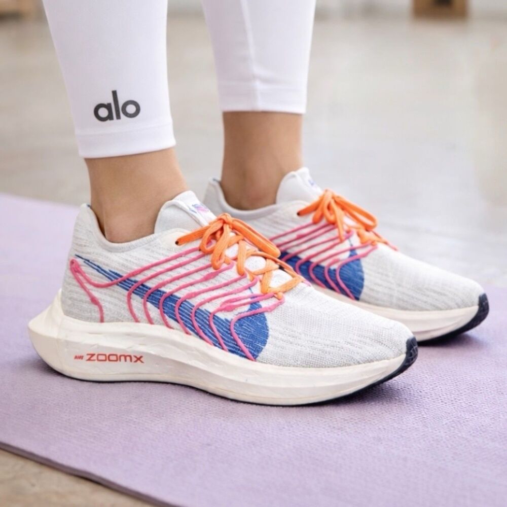 Nike Pegasus Turbo ZoomX Flyknit Road Running‎ Shoes White Pink 8.5